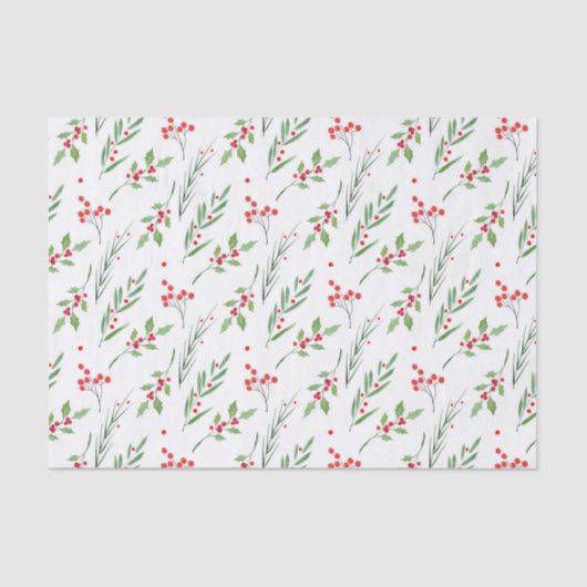 Kerst gemengd botanisch patroon tissuepapier (Voorkant)