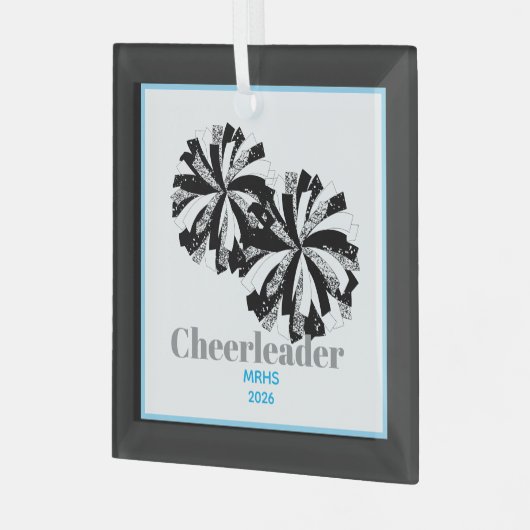 Kerst Gepersonaliseerde Cheer Poms Glass Ornament (Voorkant links)