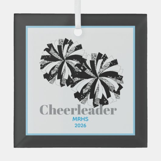 Kerst Gepersonaliseerde Cheer Poms Glass Ornament (Voorkant)