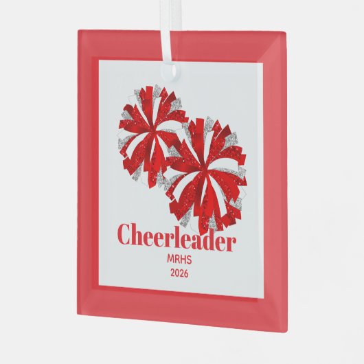 Kerst Gepersonaliseerde Cheer Poms Glass Ornament (Voorkant links)
