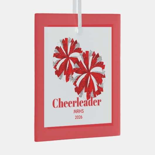 Kerst Gepersonaliseerde Cheer Poms Glass Ornament (Voorkant Rechts)