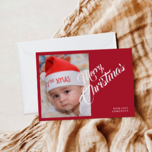 Kerst Gepersonaliseerde foto Rood Briefkaart