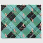 Kerst Gepersonaliseerde Plaid Green Cadeaupapier (Vlak)