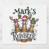 Kerst Gepersonaliseerde Reinbeer Bier Etiket (Enkel label)