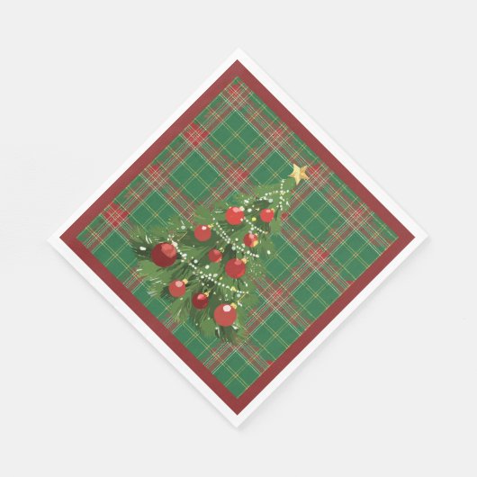 Kerst Geplakt Groen, Rood met Goud Servet (Hoek)