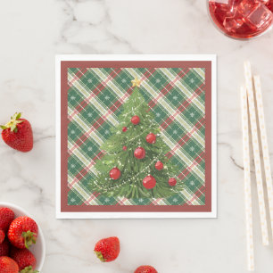 Kerst Geplakt Groen, Wit, met Rood Servet