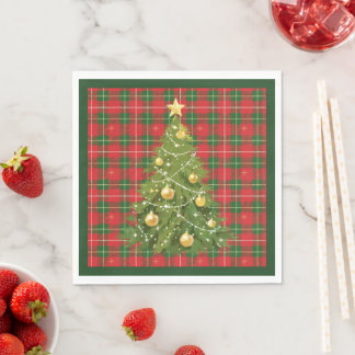 Kerst geplakt rood, groen met gouden kruisen servet