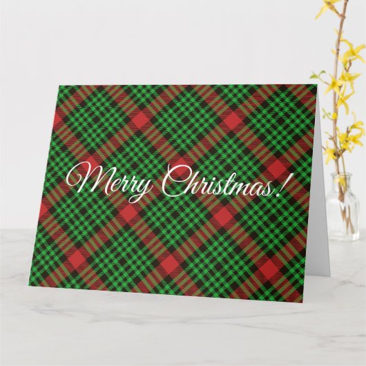 Kerst geruit rood en groen inpakpapier   kaart (Gele Bloem)