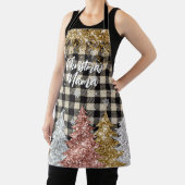 Kerst geruite en glitter tekst schort (Insitu)