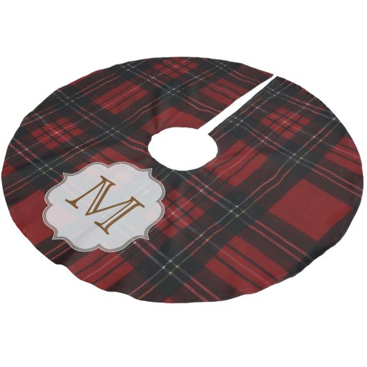 Kerst geruite Tartan Monogram Initiaal boomrok Kerstboom Rok (Gekanteld)