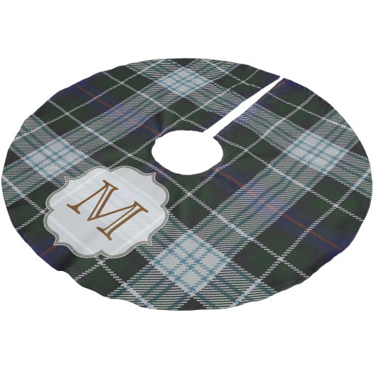 Kerst geruite Tartan Monogram Initiaal boomrok Kerstboom Rok (Gekanteld)