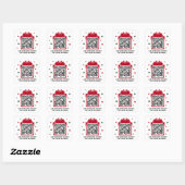 Kerst geschenkdoos met sterren QR code rood wit Vierkante Sticker (Vel)