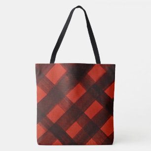 Kerst geschilderd rood zwart geruit tartan vakanti draagtas