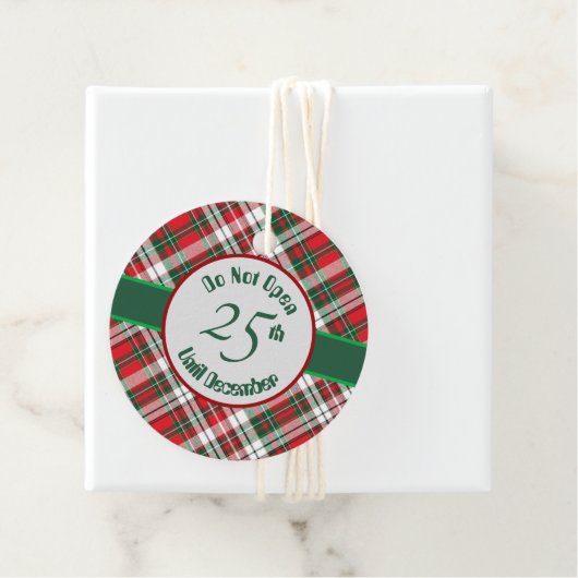 Kerst gespeeld met Bright Do Not Open Bedankjes Labels (In situ)