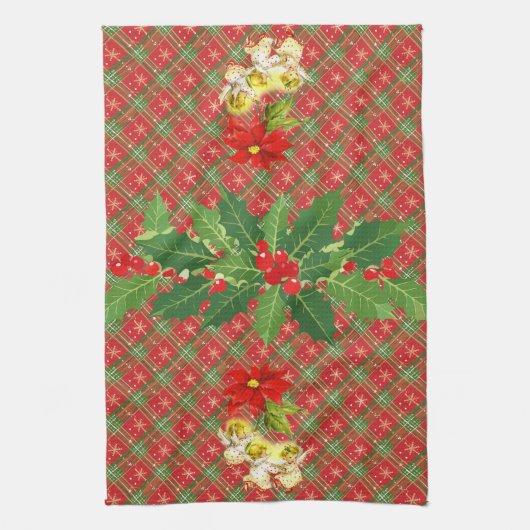 Kerst gespeeld met engelen theedoek (Verticaal)