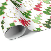 Kerst, gestileerd bos, heldere kerstbomen cadeaupapier (Rol Hoek)