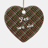 Kerst Geweven Kleurrijke Grafische Burlap met Tex Keramisch Ornament (Achterkant)