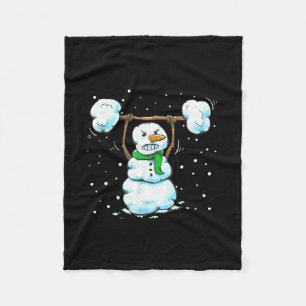 Kerst Gewichtheffen Sneeuwman Shirt Grappige Sneeu Fleece Deken