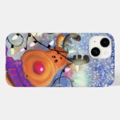 Kerst Gift iPhone Case met Happy Reindeer (Achterkant (horizontaal))