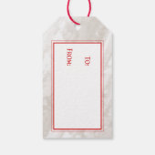 Kerst Gift Label Rood & Wit Boom op textuur Cadeaulabel (Achterkant)