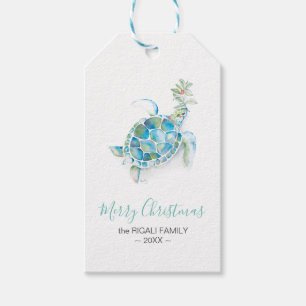 Kerst Gift Tags Schattig Eenvoudig Zee Schildpad Cadeaulabel