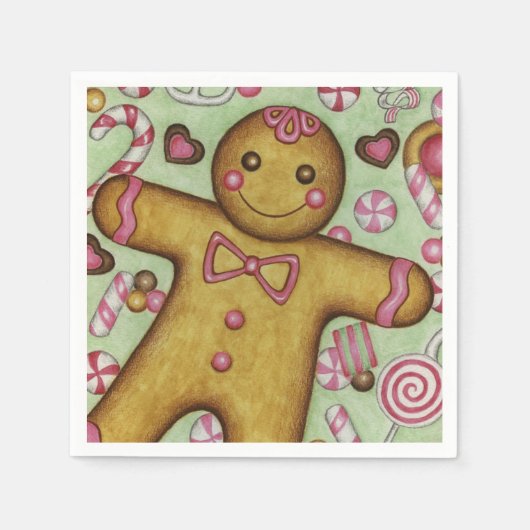 Kerst Gingerbread Boy Party Vakantie servetten (Voorkant)