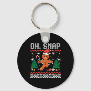 Kerst Gingerbread Broken Oh Snap Ugly Xmas Mannen Sleutelhanger