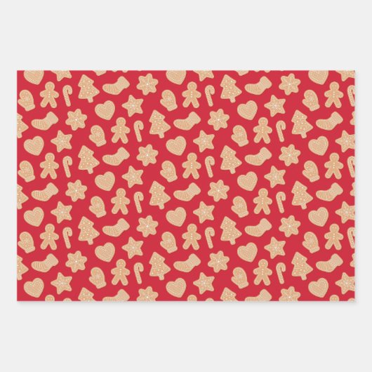 Kerst Gingerbread Cookies en Snoep Patterns Inpakpapier Vel (Voorkant)