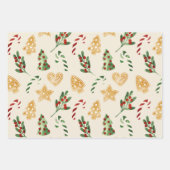 Kerst Gingerbread Cookies Mistletoe Pine Tree Inpakpapier Vel (Voorkant 3)