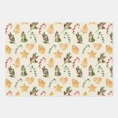 Kerst Gingerbread Cookies Mistletoe Pine Tree Inpakpapier Vel (Voorkant 2)