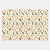 Kerst Gingerbread Cookies Mistletoe Pine Tree Inpakpapier Vel (Voorkant)