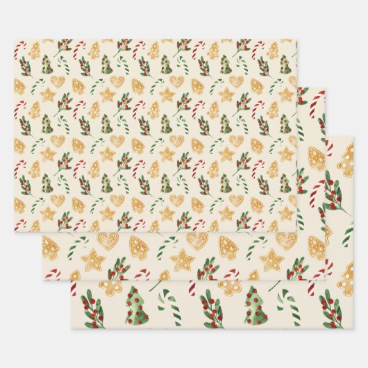 Kerst Gingerbread Cookies Mistletoe Pine Tree Inpakpapier Vel (Set)