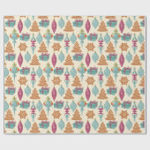 Kerst Gingerbread Cookies & Ornamenten Cadeaupapier (Vlak)