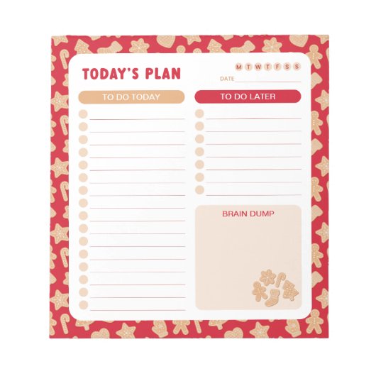 Kerst Gingerbread Daily to Do List Planner Notitieblok (Voorkant)