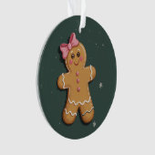 Kerst Gingerbread Girl Roze Bow Coquette Ornament (voorkant)