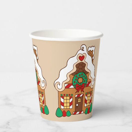 Kerst Gingerbread House Coffee Drink Paper Papieren Bekers (Achterkant)