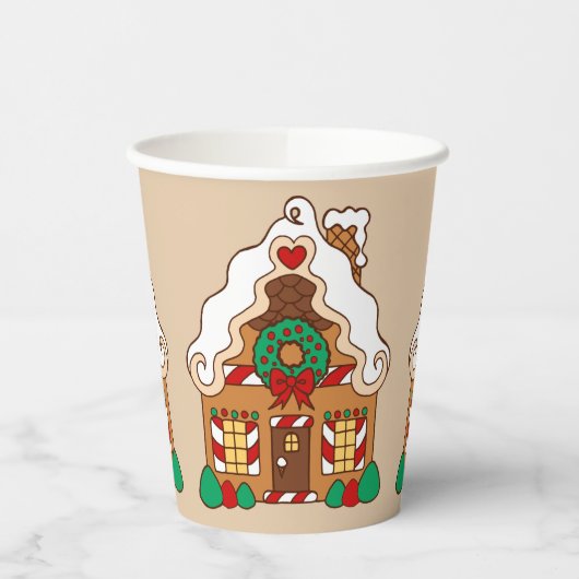 Kerst Gingerbread House Coffee Drink Paper Papieren Bekers (Links)