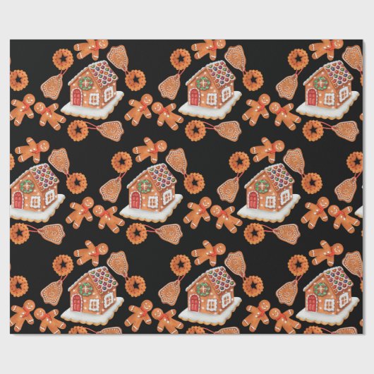 Kerst Gingerbread House Cookies Cadeaupapier (Vlak)