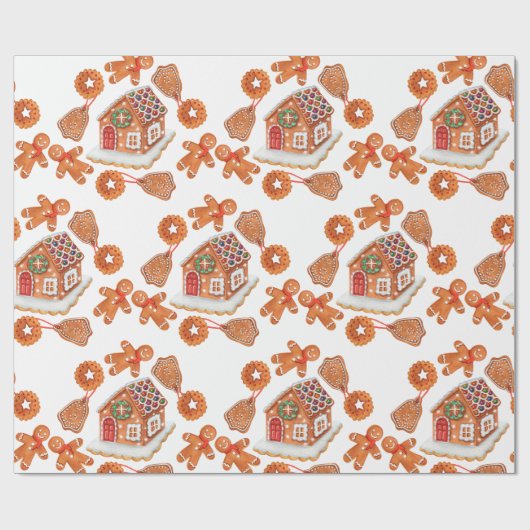 Kerst Gingerbread House Cookies Cadeaupapier (Vlak)