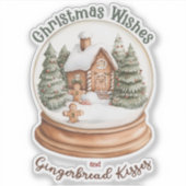 Kerst Gingerbread House Holiday Snow Wereldbol Sticker (Voorkant)