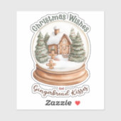 Kerst Gingerbread House Holiday Snow Wereldbol Sticker (Vel)