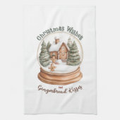 Kerst Gingerbread House Holiday Snow Wereldbol Theedoek (Verticaal)