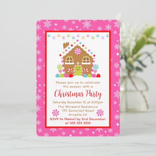 Kerst Gingerbread Huis en Lichten Kaart (Staand voorkant)