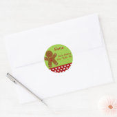 Kerst Gingerbread Man Adresetiketten Ronde Sticker (Envelop)