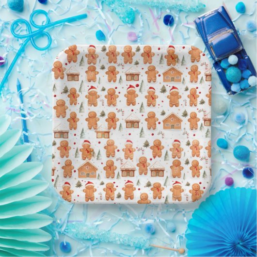 Kerst Gingerbread Man en Huis Papieren Bordje (Feest)