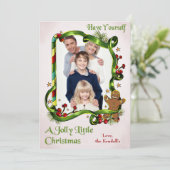 Kerst Gingerbread Man Fotokaart Feestdagenkaart (Staand voorkant)