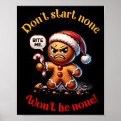 Kerst Gingerbread Man Funny Mad Xmas Poster (Voorkant)