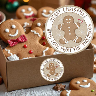 Kerst Gingerbread Man Hart Sneeuwvlokken Ronde Sticker