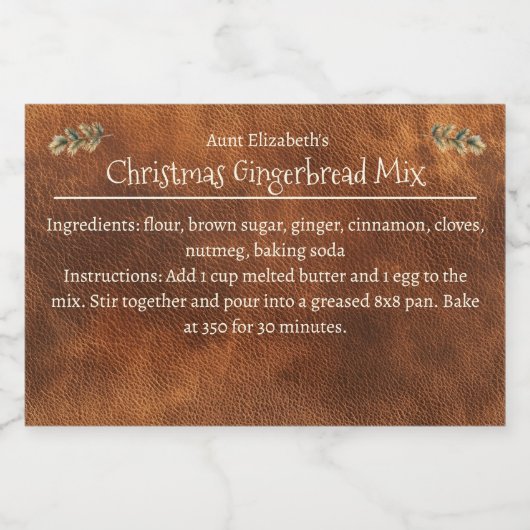 Kerst Gingerbread Mix Gepersonaliseerd Bruin Voedselcontainer Etiket (Enkel label)