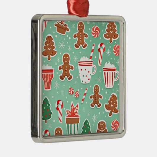 Kerst Gingerbread ontwerp Metalen Ornament (Rechts)